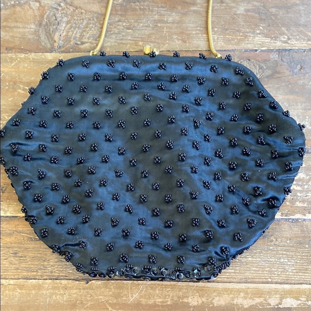 Elegant Black Beaded Women's Bag - Picture 7 of 12